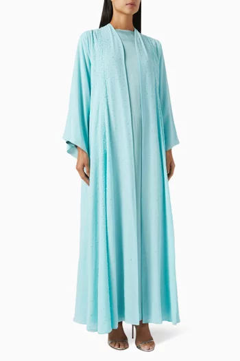 Bead-embellished Abaya Set in Chiffon & Silk