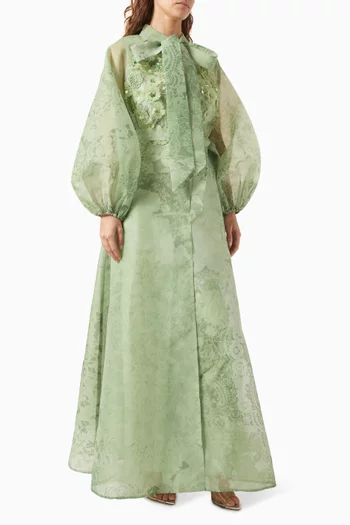 Parsley 3D Floral-embellished Dress in Organza