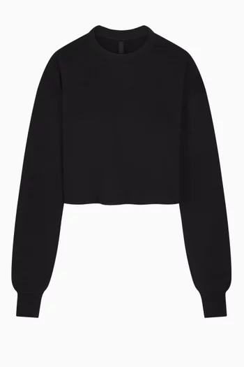 Cropped Crewneck Sweatshirt in Cotton Fleece