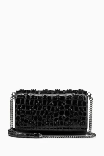 Paloma Studded Clutch Bag in Alligator-embossed Leather