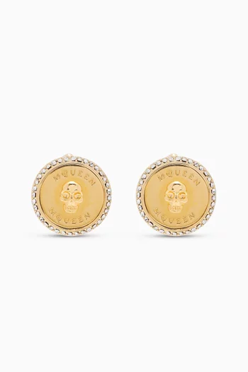 Sovereign Skull Stud Earrings in Brass