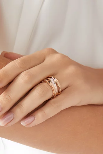 B.zero1 Diamond Demi-pavé Ring in 18kt Rose Gold