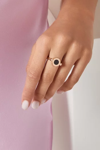 BVLGARI BVLGARI Mother-of-Pearl & Onyx Flip Ring in 18kt Rose Gold