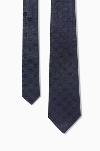 Logo Tie in Silk Jacquard