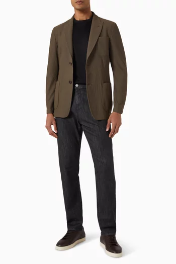 Single-breasted Blazer in Technical Waffle Fabric
