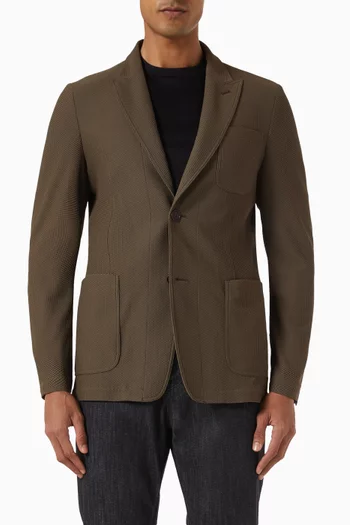 Single-breasted Blazer in Technical Waffle Fabric