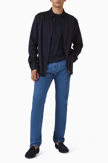 قميص بأزرار نسيج قطن متشابك