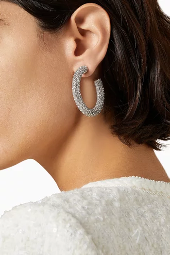 Medium Cameron Crystal Hoop Earrings in Brass