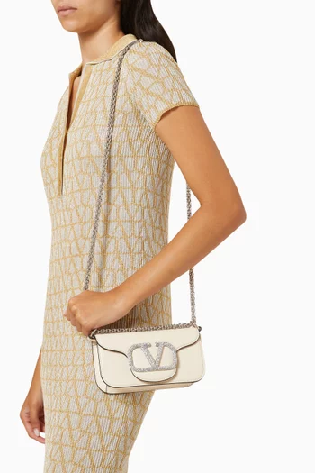 Valentino Garavani Small Locò Swarovski Shoulder Bag in Calfskin