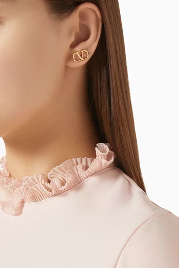 Valentino Garavani VLogo Signature Stud 15mm Earrings in  Brass