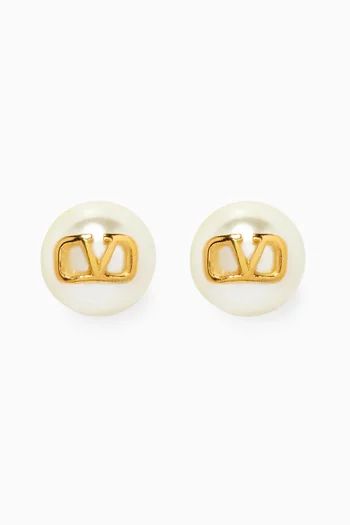 Valentino Garavani VLogo Signature Pearl Earrings in Metal