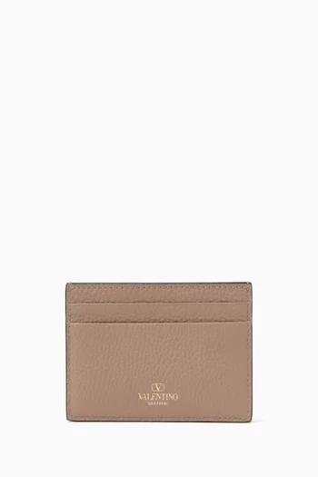 Rockstud Card Holder in Grainy Calfskin