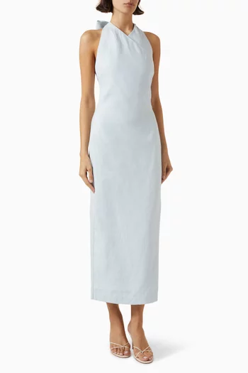 Iris Halter Midi Dress in Linen