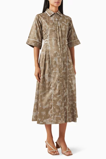 Amelia Midi Dress in Cotton-satin