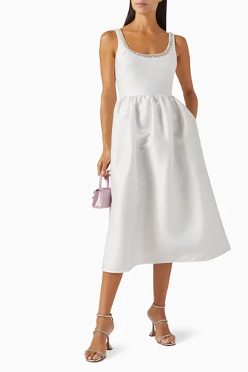 Diamanté-trim Midi Dress in Taffeta