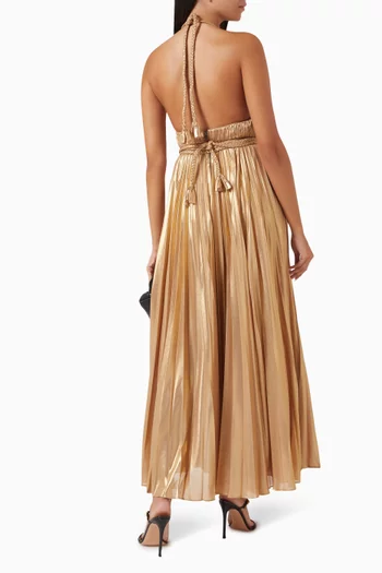 Tresa Halter Maxi Dress in Plissé