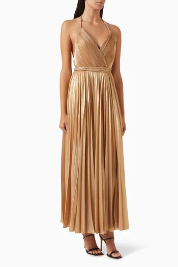 Tresa Halter Maxi Dress in Plissé