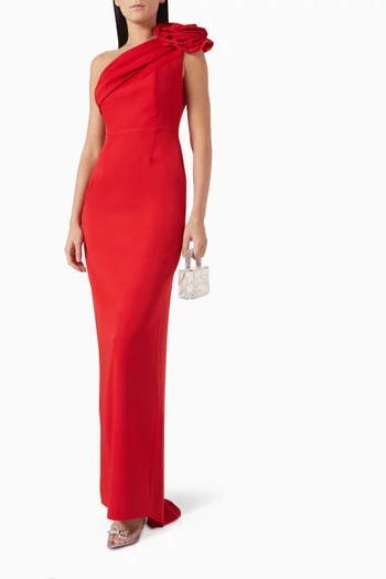 3D Flower-detail Gown in Crepe