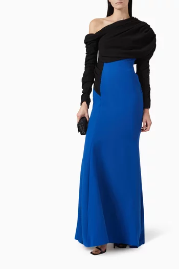 One-shoulder Maxi Dress in Crepe