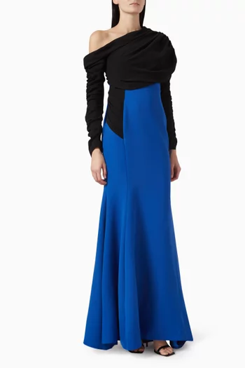 One-shoulder Maxi Dress in Crepe
