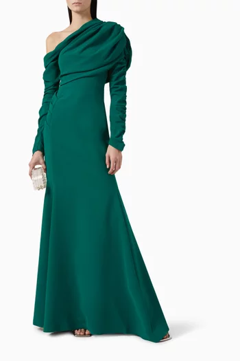 One-shoulder Maxi Dress in Crepe