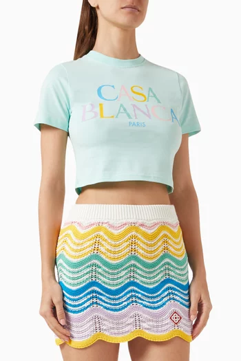 Stacked Logo-print Crop T-shirt in Cotton