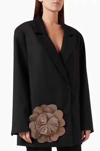 Rhinestone-embellished Floral Jacket in Cotton