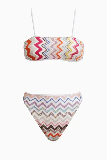 Chevron Bikini Set in Lamé Knit