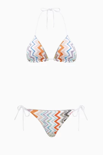Chevron Bikini Set in Lamé Knit