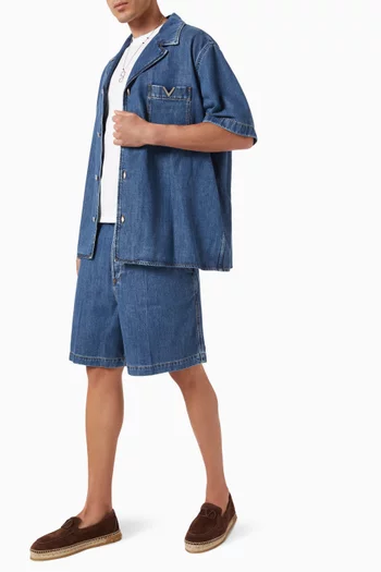 Valentino Garavani Bowling Shirt in Denim