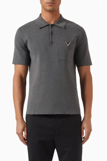 V-logo Polo Shirt in Stretch Cotton