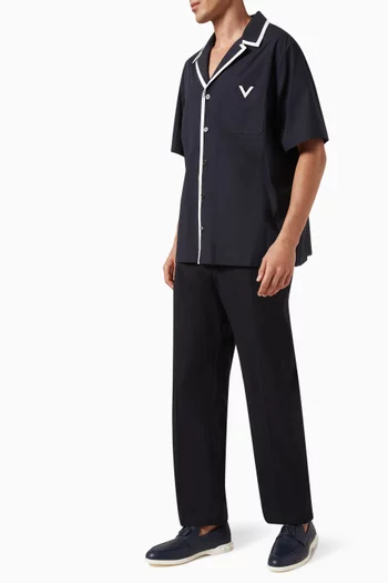 Valentino Garavani V Detail Bowling Shirt in Cotton