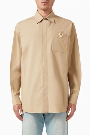 Valentino Garavani Metal V Detail Shirt in Cotton