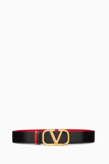 VLOGO Reversible Belt in Glossy Leather, 40mm