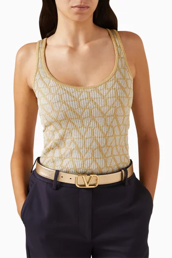 Valentino Garavani VLOGO Reversible Belt in Shiny Calfskin