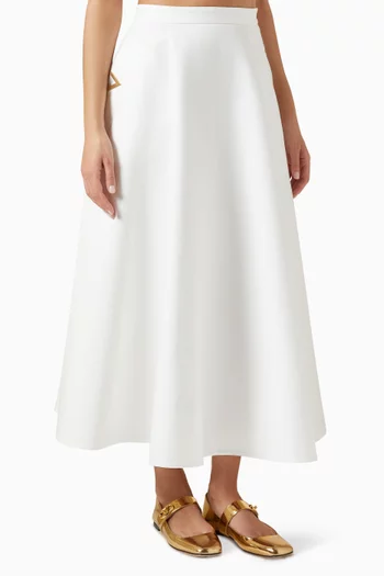 Valentino Garavani Logo Midi Skirt in Garbardine