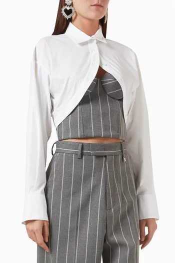 Pinstriped Crop Shirt Top