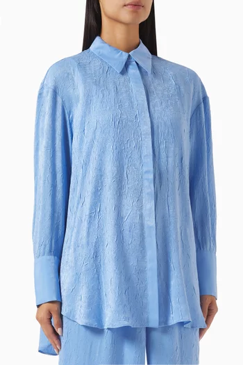 Selene Oversized Shirt in Crinkle Satin
