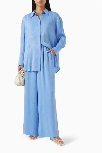 Selene Wide-leg Pants in Crinkle Satin