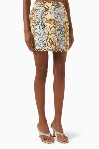 Tabitha Printed Mini Skirt in Linen Blend