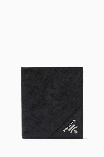 Metal Logo Wallet in Saffiano Leather