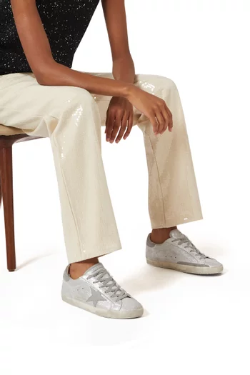 Super-Star Sneakers in Glitter-effect Leather
