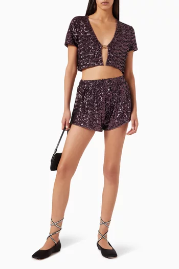 Paillettes Sequin-embellished Crop Top