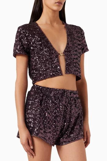 Paillettes Sequin-embellished Crop Top