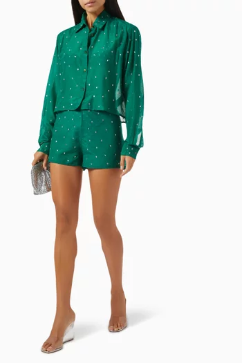 Gem Cropped Shirt in Cotton-silk