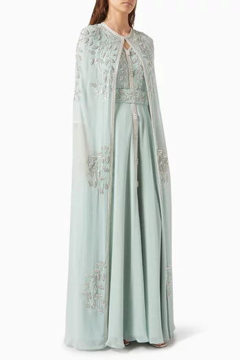 Sequin-embellished Kaftan & Dress Set in Chiffon