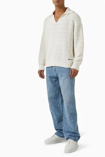 Scale Textured Polo Sweater in Knit