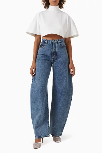 Highneck Crop T-shirt in Cotton