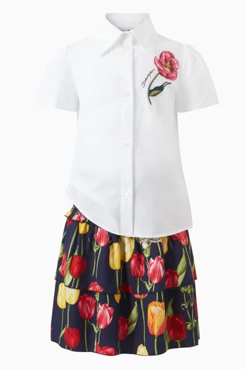 Tulip-print Skirt in Viscose