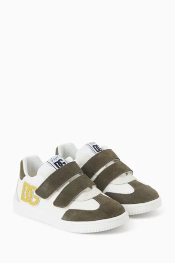 Colour-block Low-top Sneakers in Leather